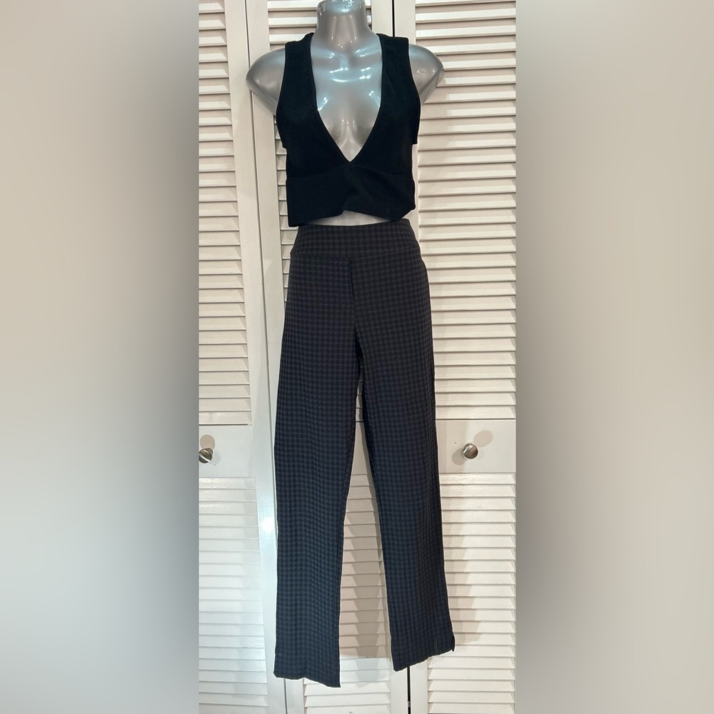 Erica Taylor grey and black houndstooth pull on pants size large